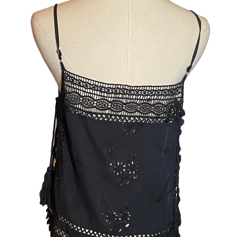 Free People Black Lace Trim Women's Tank Halter Cover Up S - Picture 5 of 10